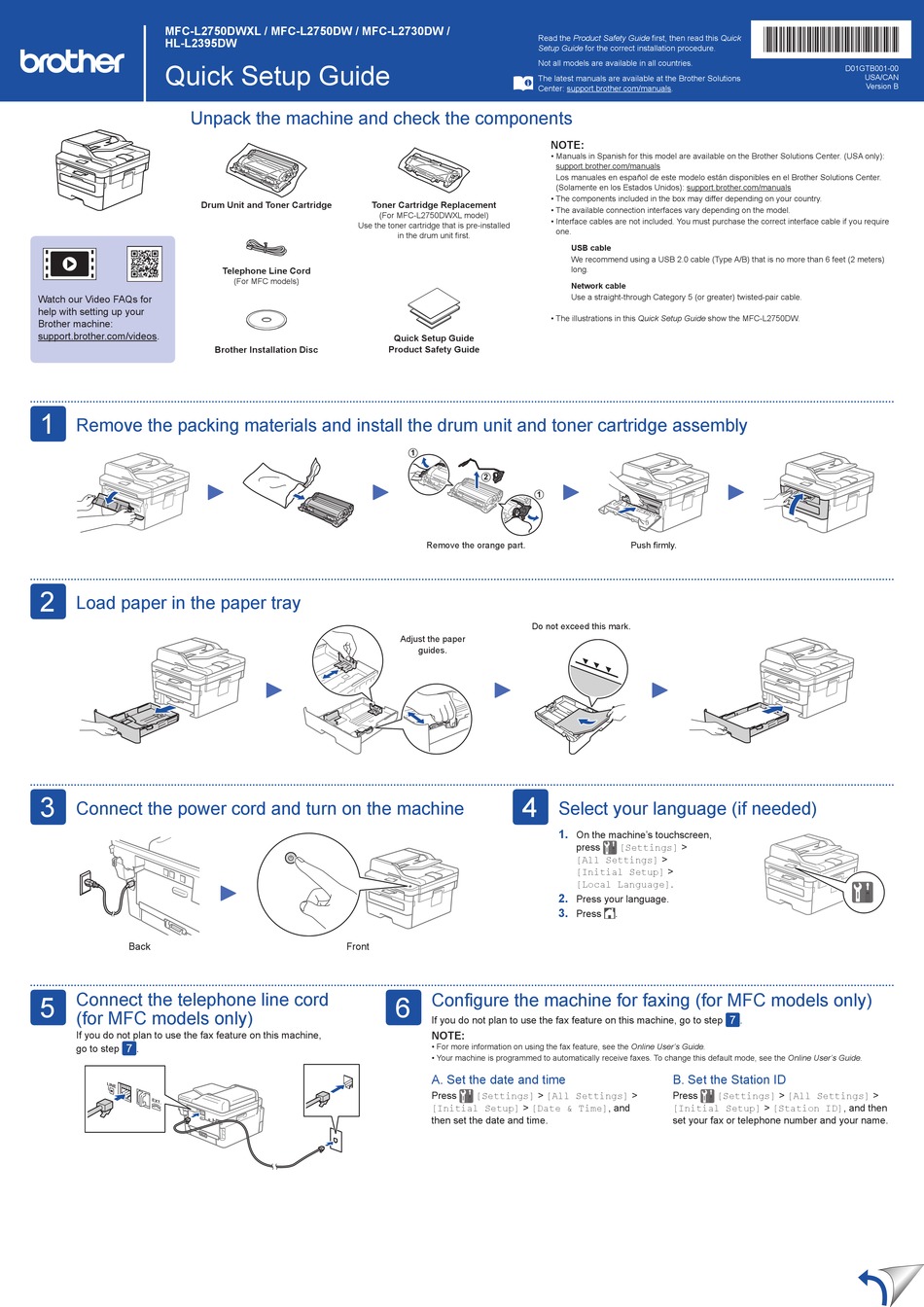BROTHER MFC-L2750DWXL QUICK SETUP MANUAL Pdf Download | ManualsLib