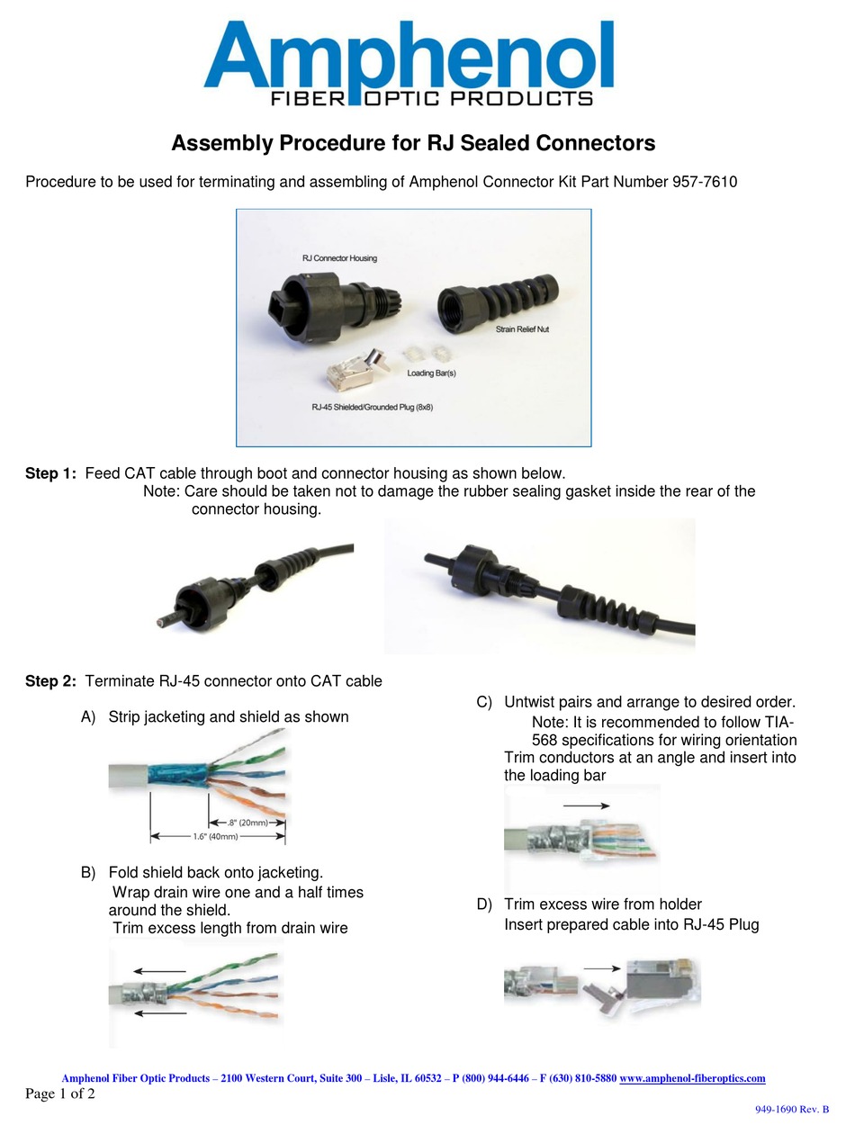AMPHENOL 9577610 ASSEMBLY PROCEDURE Pdf Download ManualsLib