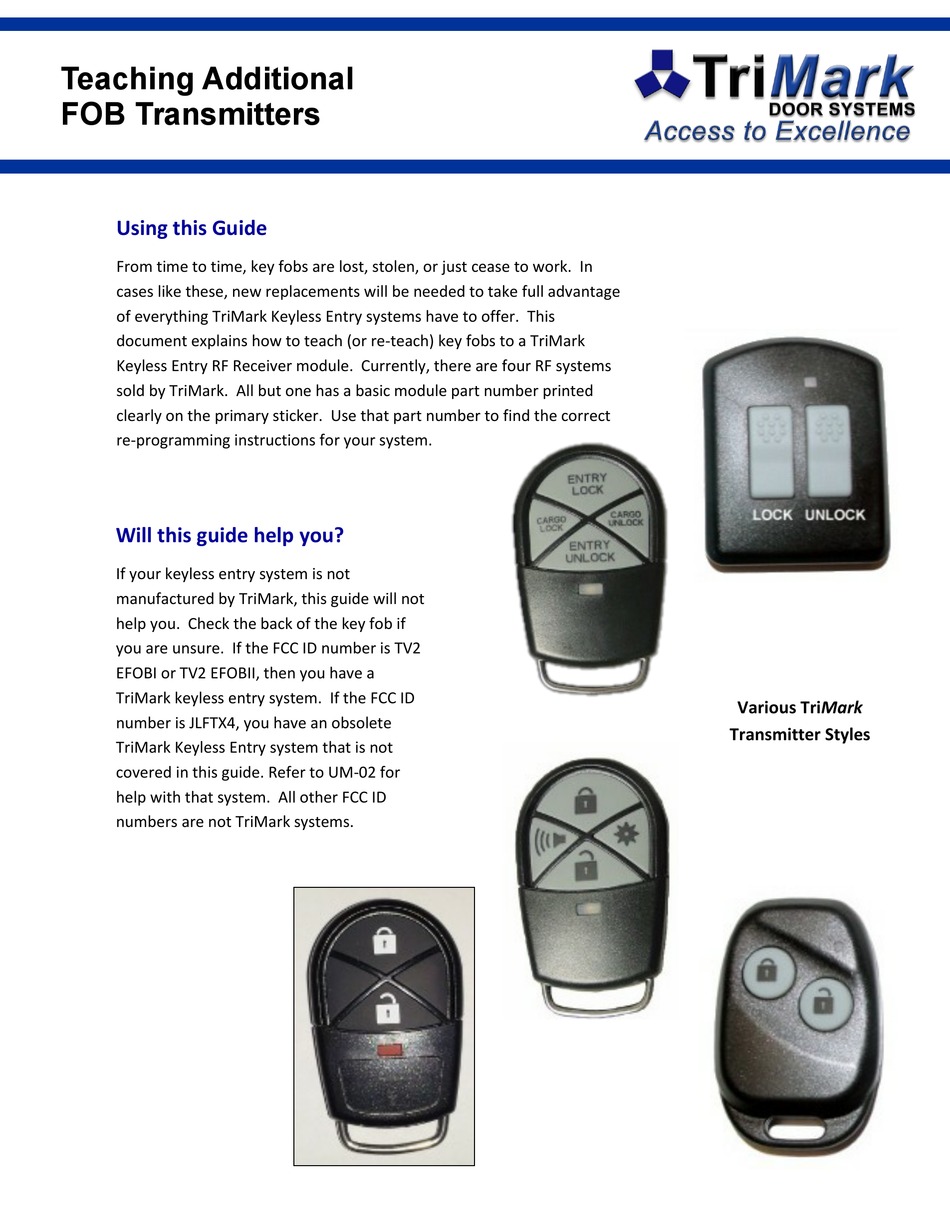 TRIMARK 2231401 QUICK START MANUAL Pdf Download ManualsLib