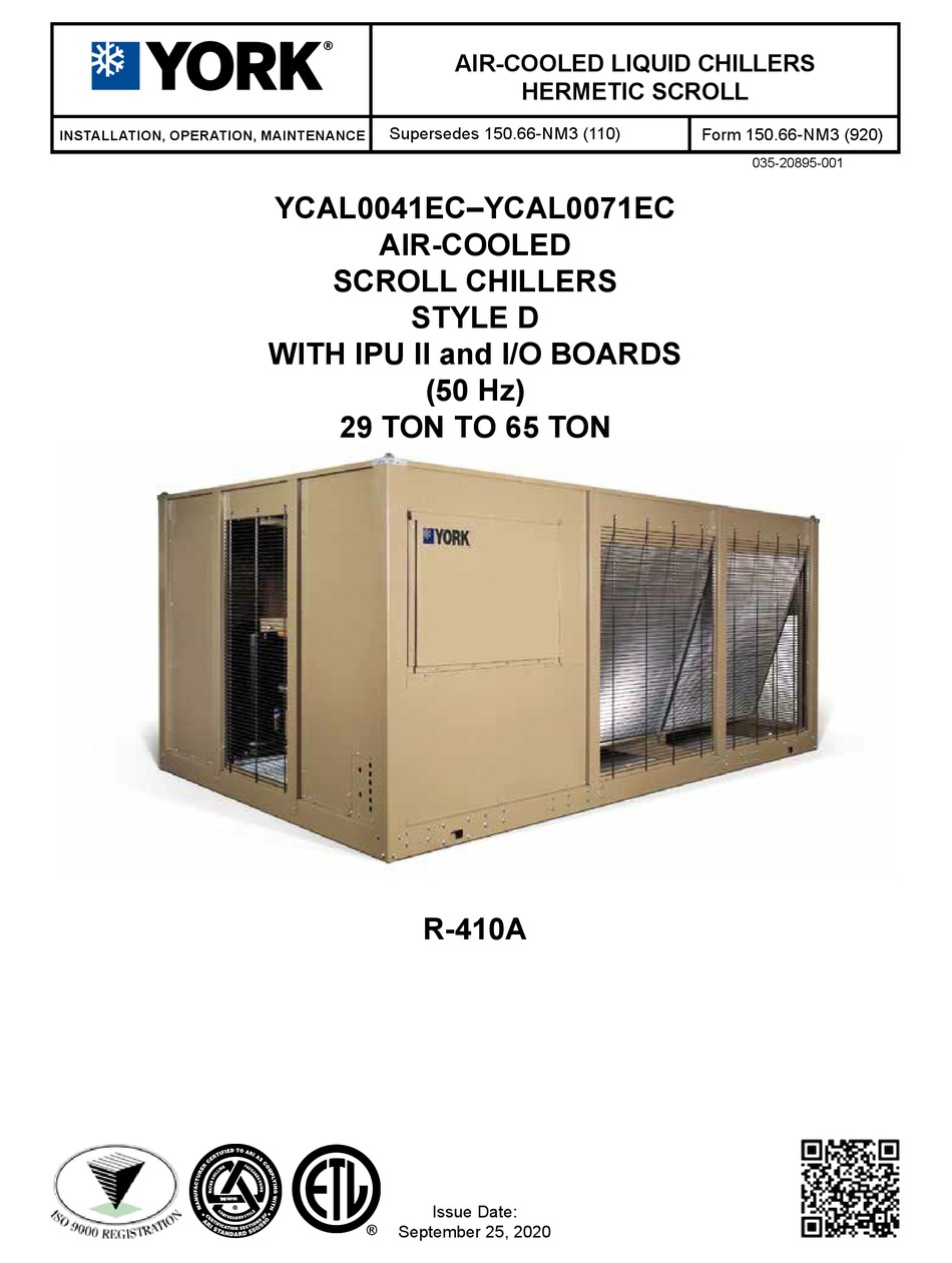 york ycal 0022 chiller service manual