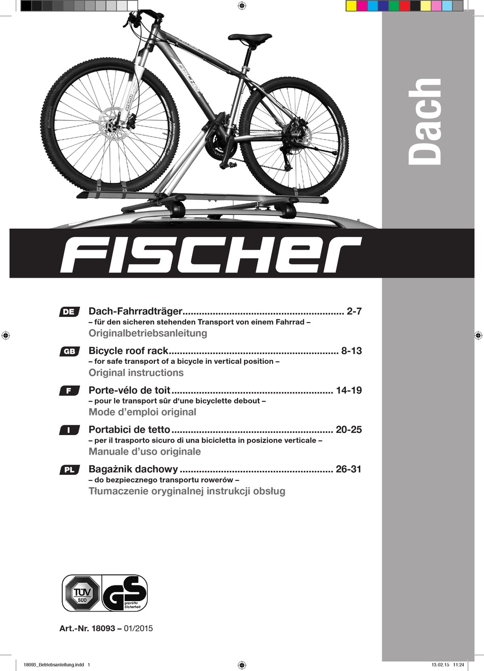 FISCHER 18093 ORIGINAL INSTRUCTIONS MANUAL Pdf Download ManualsLib