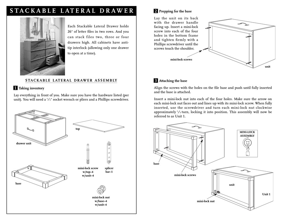LEVENGER STACKABLE LATERAL DRAWER ASSEMBLY INSTRUCTIONS Pdf Download