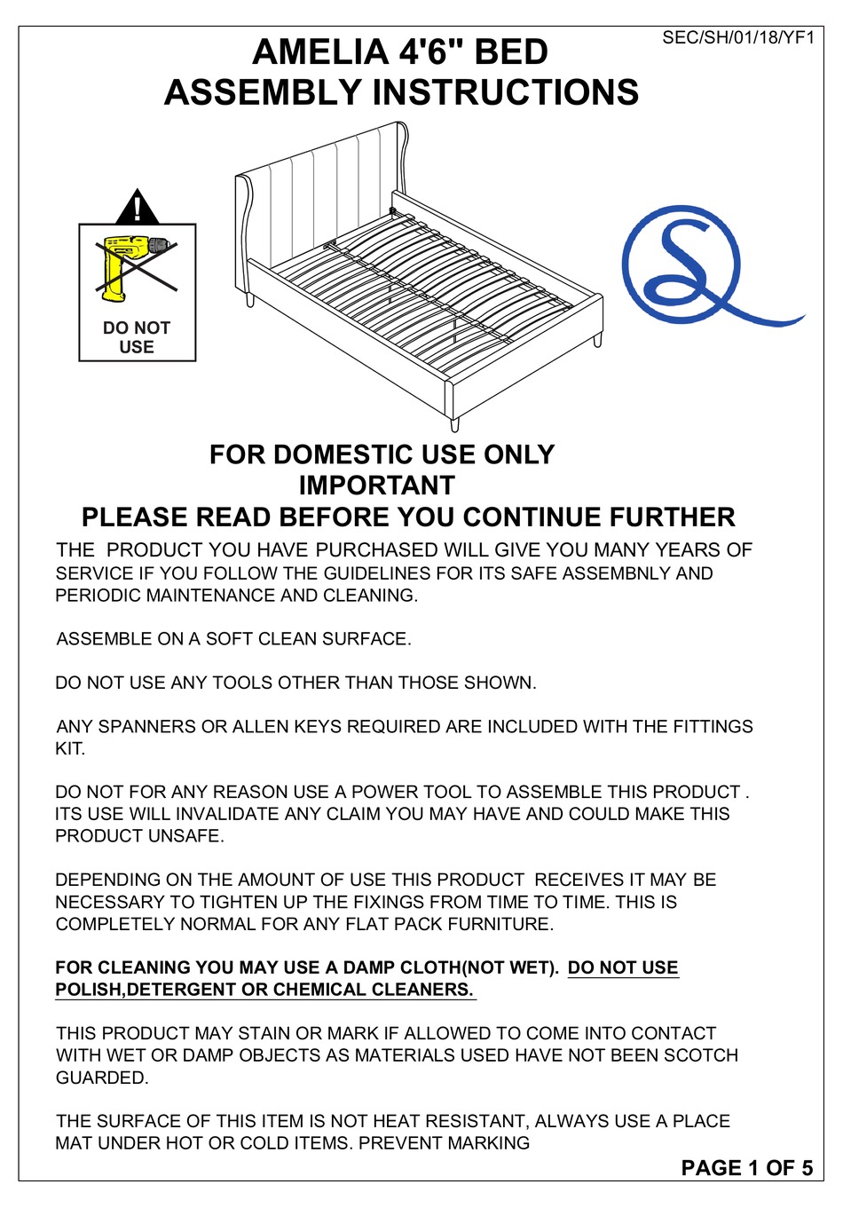 SECONIQUE AMELIA 4'6" BED ASSEMBLY INSTRUCTIONS Pdf Download ManualsLib