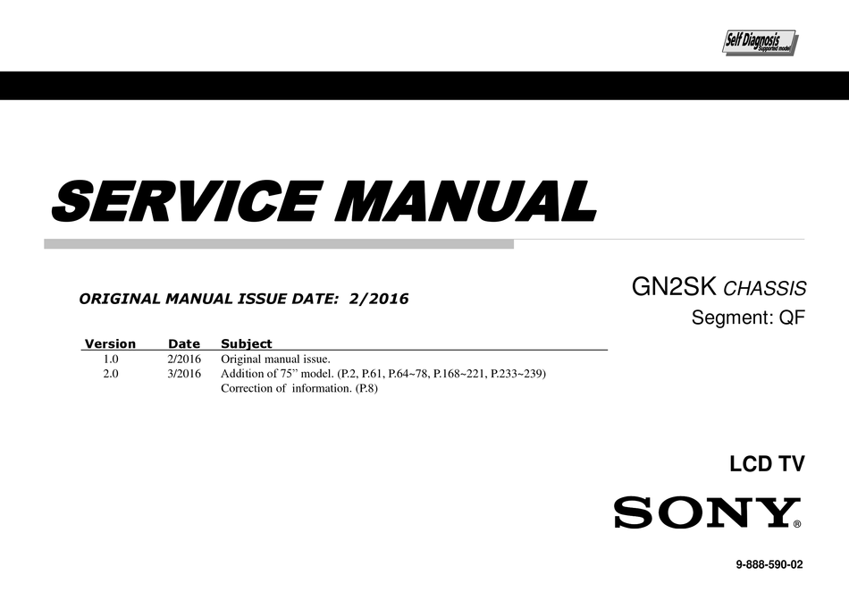 SONY XBR-55X930D SERVICE MANUAL Pdf Download | ManualsLib