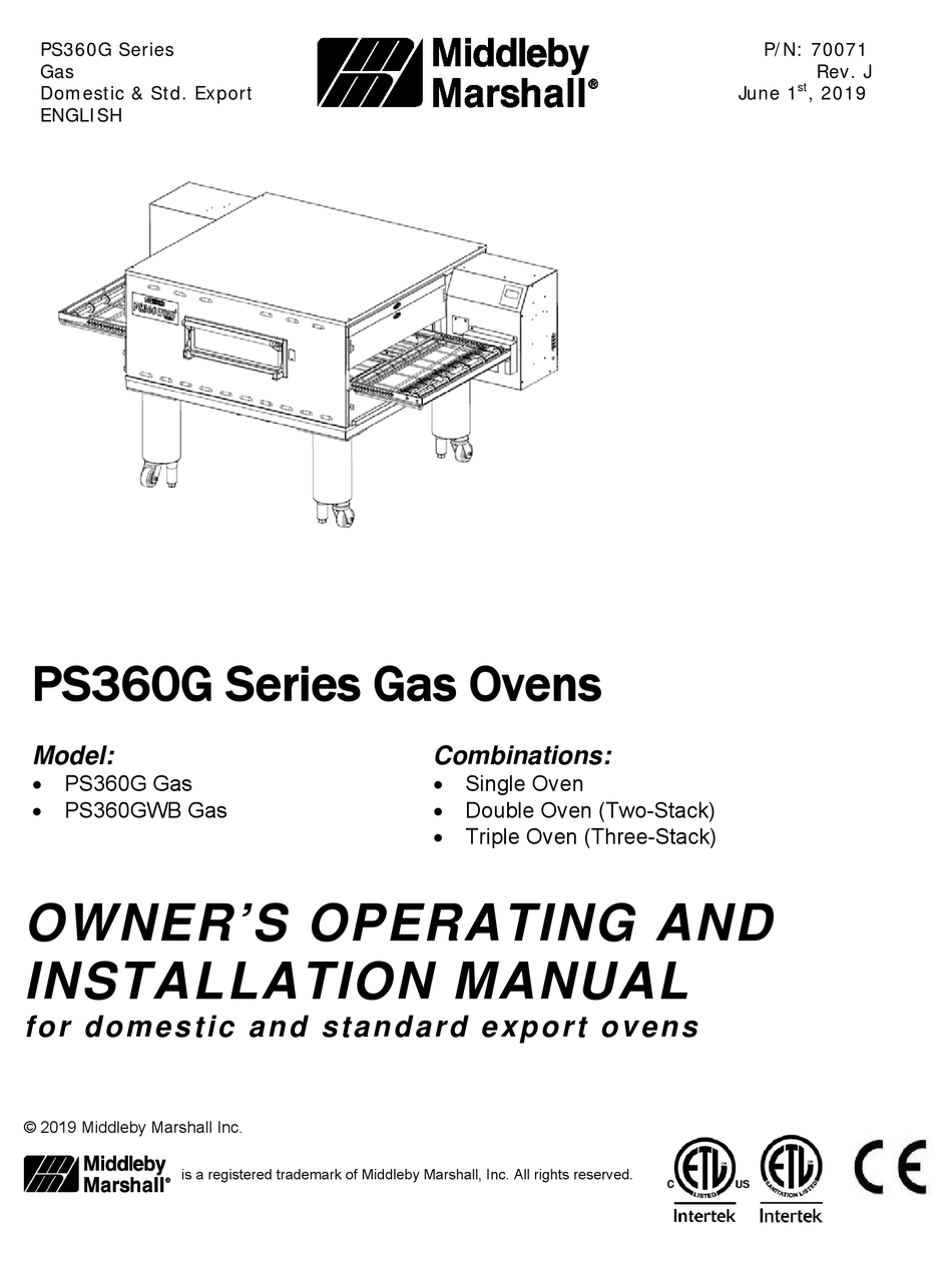 MIDDLEBY MARSHALL PS360G SERIES OWNER