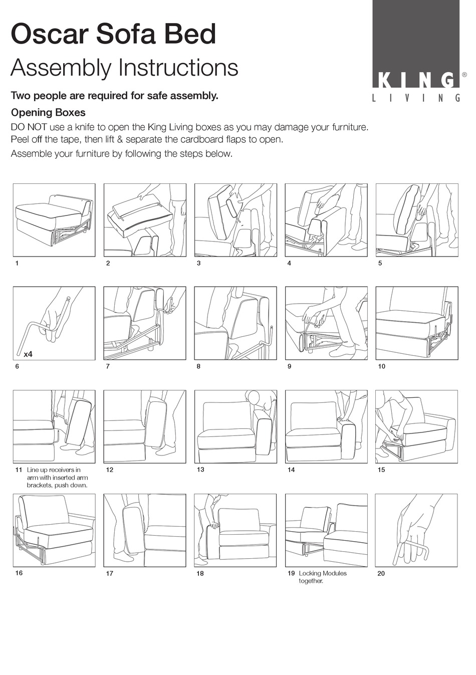 KING LIVING OSCAR SOFA BED ASSEMBLY INSTRUCTIONS Pdf Download | ManualsLib