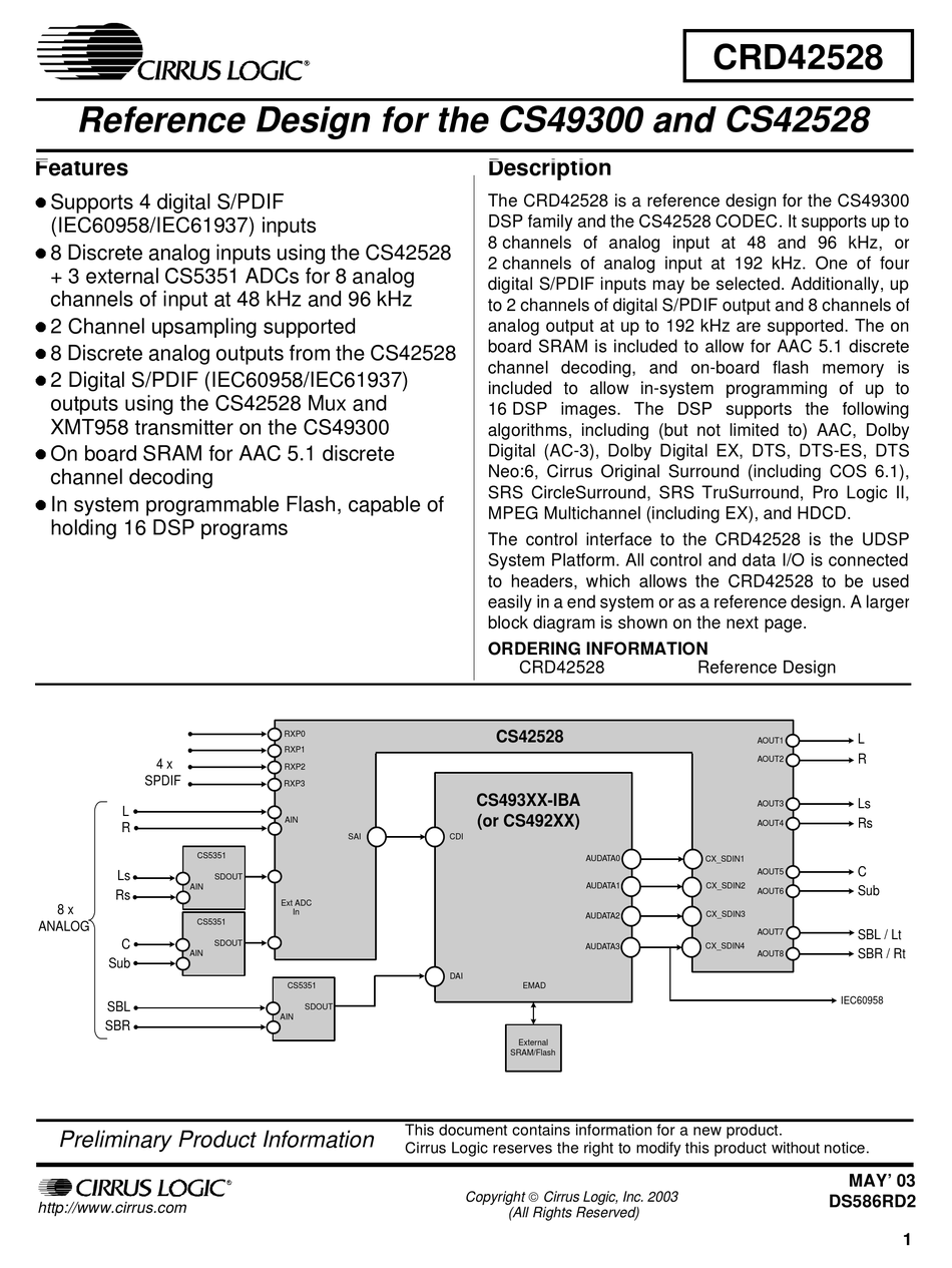 CIRRUS LOGIC CS49300 REFERENCE DESIGN Pdf Download ManualsLib