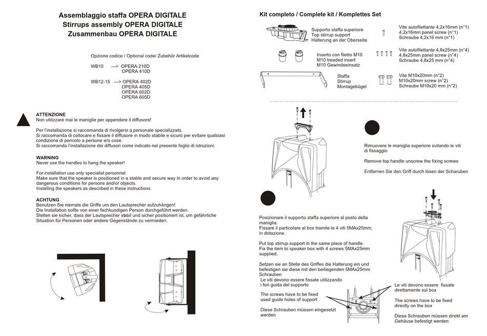 A.E.B. OPERA DIGITALE WB10 ASSEMBLY Pdf Download | ManualsLib