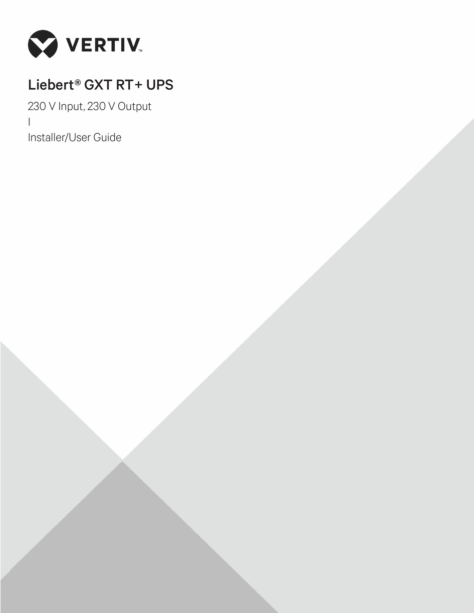 VERTIV LIEBERT GXT RT+ SERIES INSTALLER/USER MANUAL Pdf Download