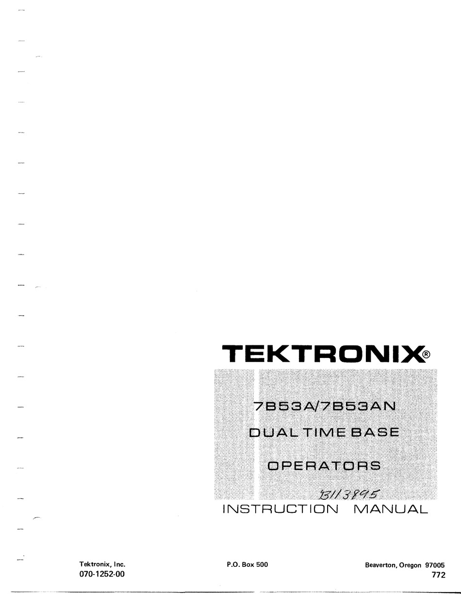 TEKTRONIX 7B53A INSTRUCTION MANUAL Pdf Download | ManualsLib