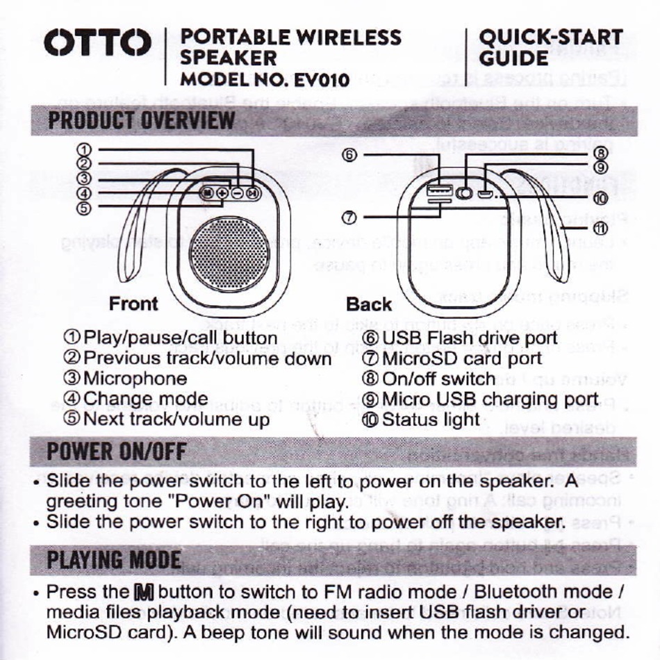 OTTO EV010 QUICK START MANUAL Pdf Download ManualsLib