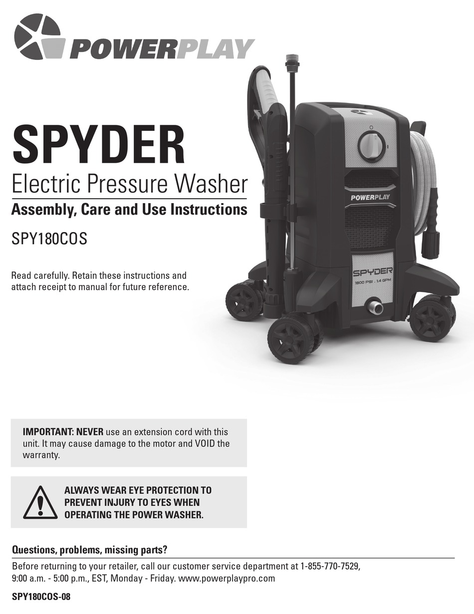 Powerplay Spyder Spy180cos Assembly Care And Use Instructions Pdf Download Manualslib