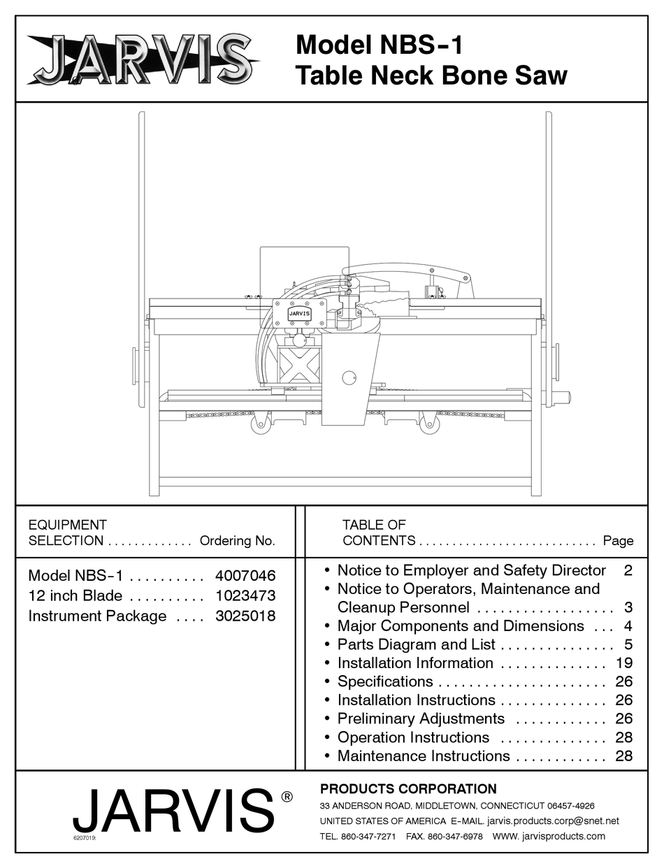 JARVIS NBS1 OPERATION AND MAINTENANCE INSTRUCTIONS Pdf Download ManuaLib