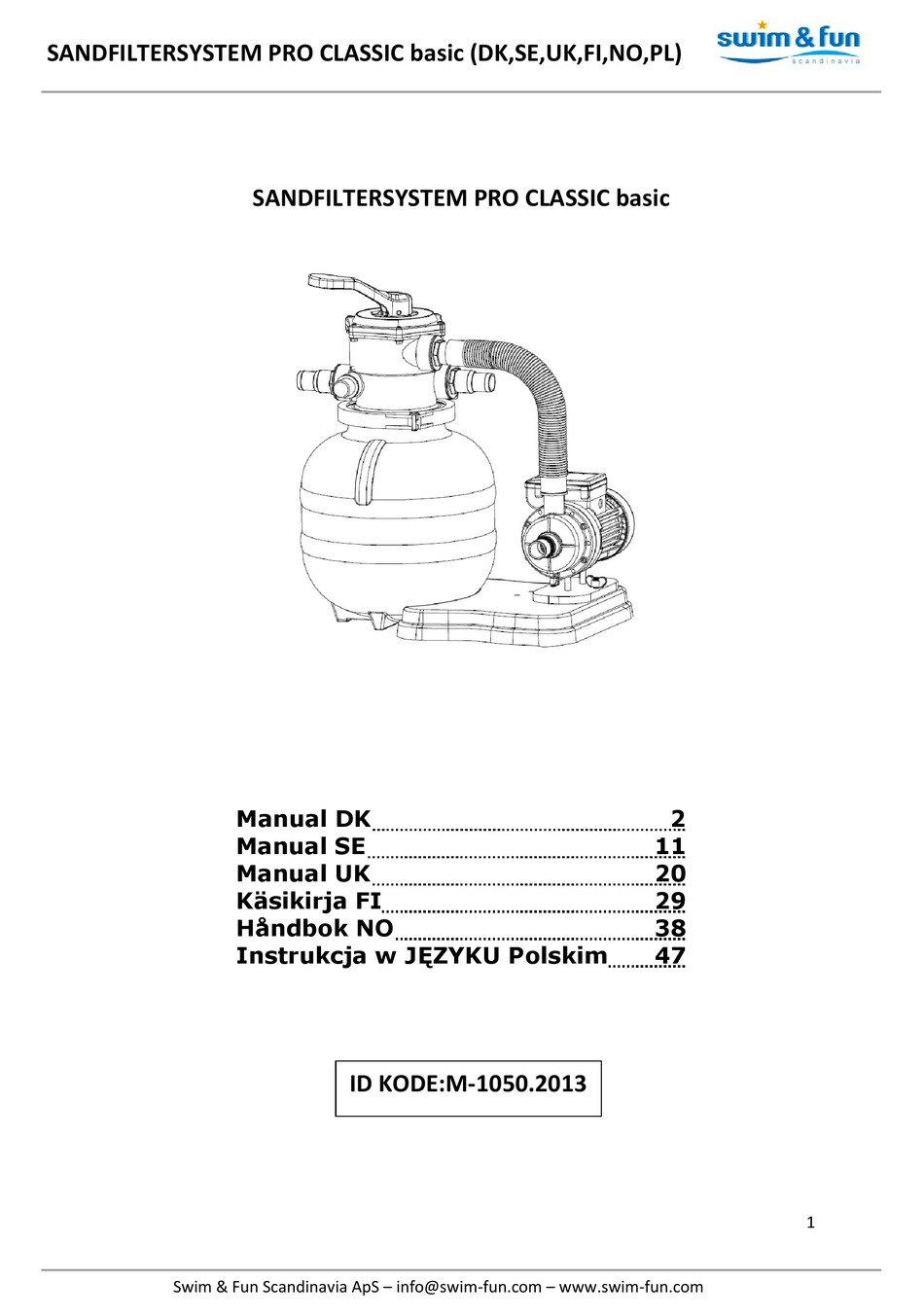 SWIM \u0026 FUN PRO CLASSIC BASIC MANUAL Pdf 