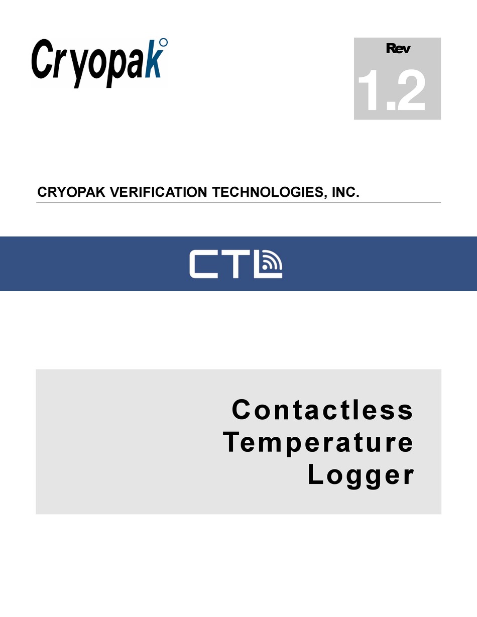 CRYOPAK CONTACTLESS TEMPERATURE LOGGER DETAILED USER MANUAL Pdf