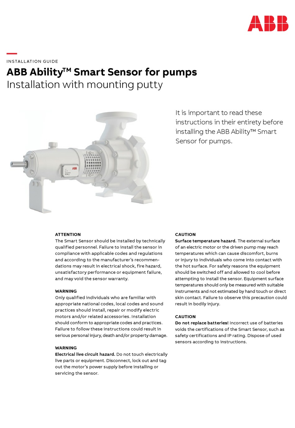 ABB ABILITY SMART SENSOR INSTALLATION MANUAL Pdf Download ManualsLib