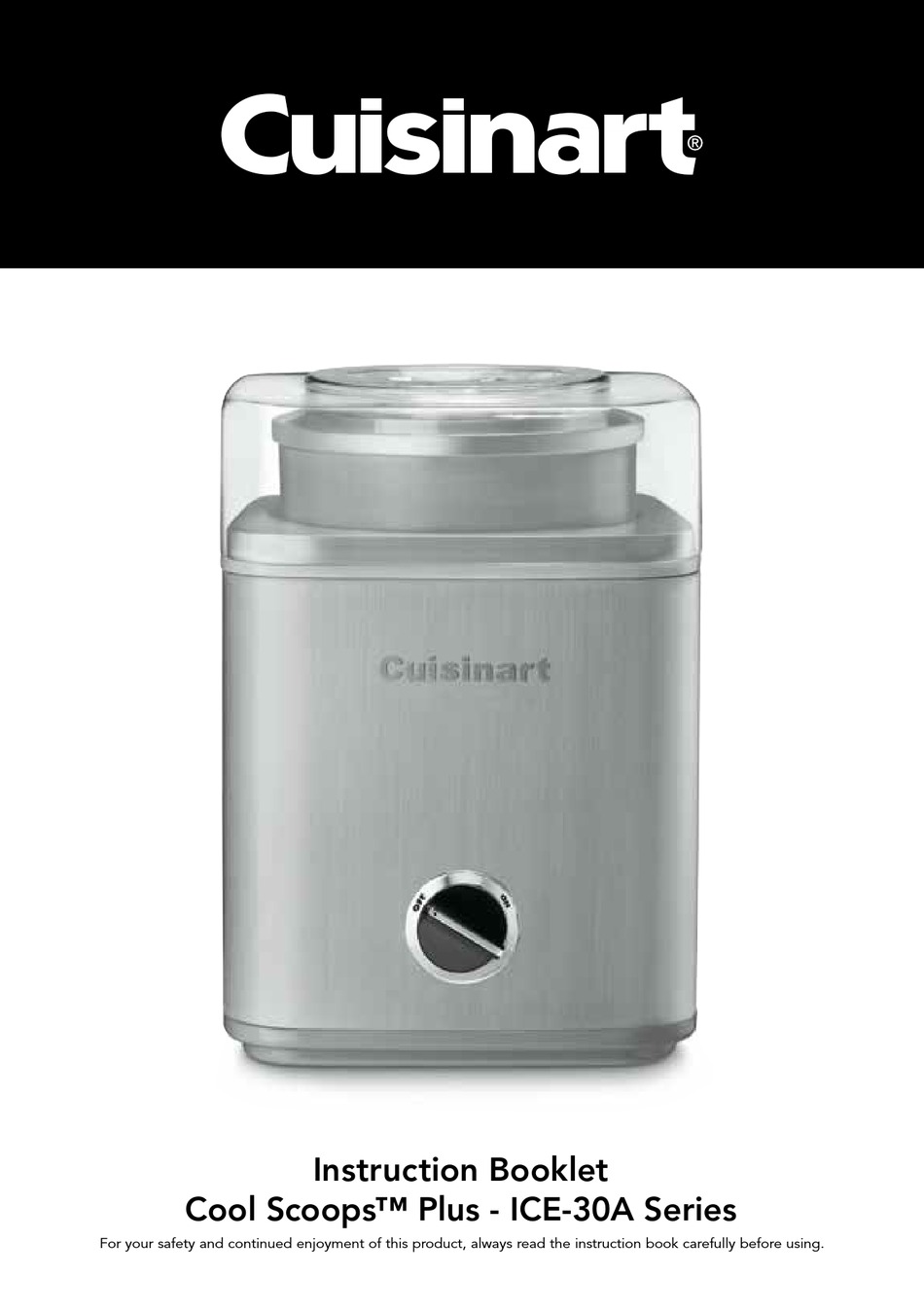 CUISINART COOL SCOOPS PLUS ICE-30A SERIES INSTRUCTION BOOKLET Pdf