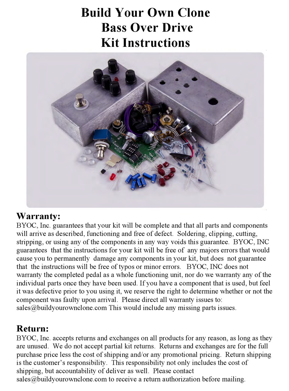 BYOC BASS OVERDRIVE INSTRUCTIONS MANUAL Pdf Download ManualsLib
