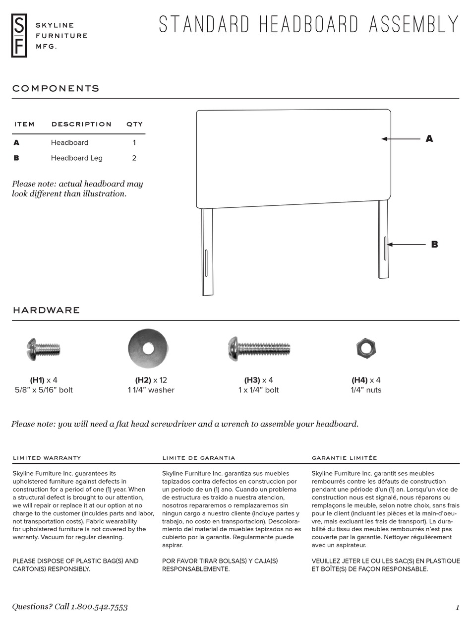 Skyline Furniture Standard Headboard