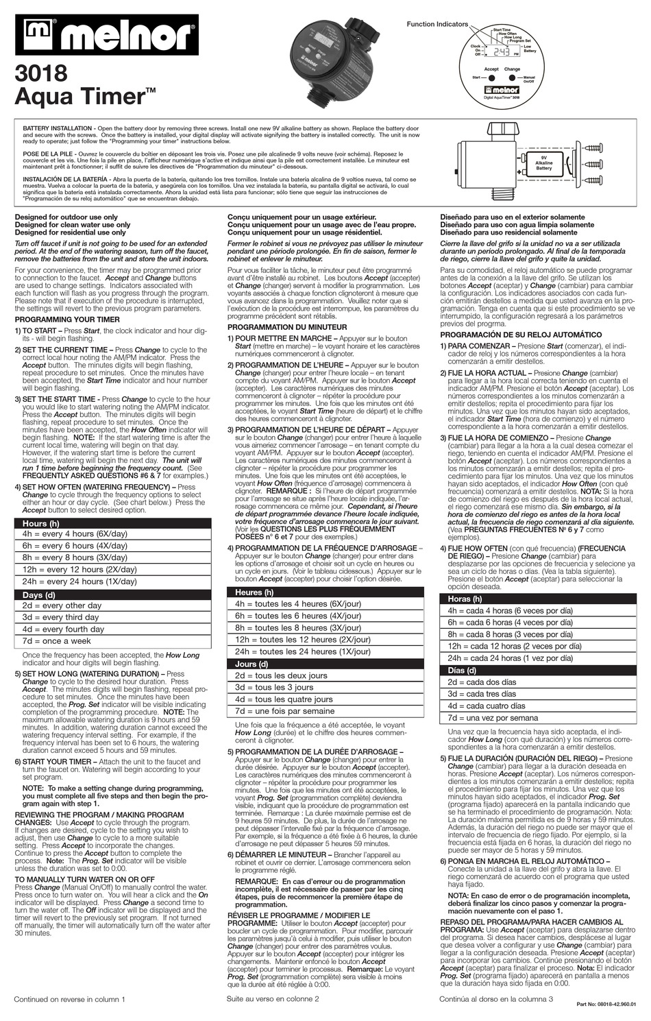 MELNOR AQUA TIMER 3018 MANUAL Pdf Download | ManualsLib