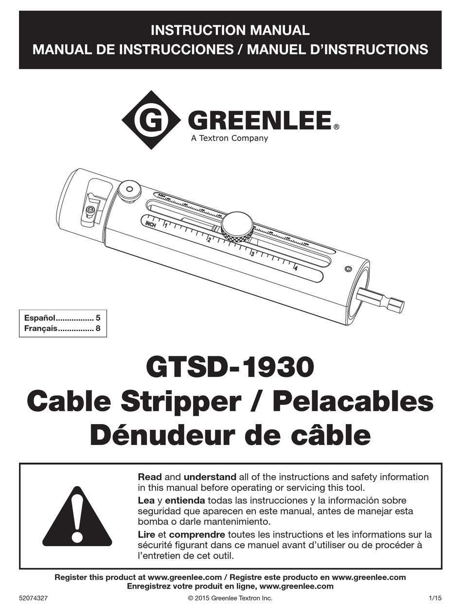 TEXTRON GREENLEE GTSD-1930 INSTRUCTION MANUAL Pdf Download | ManualsLib