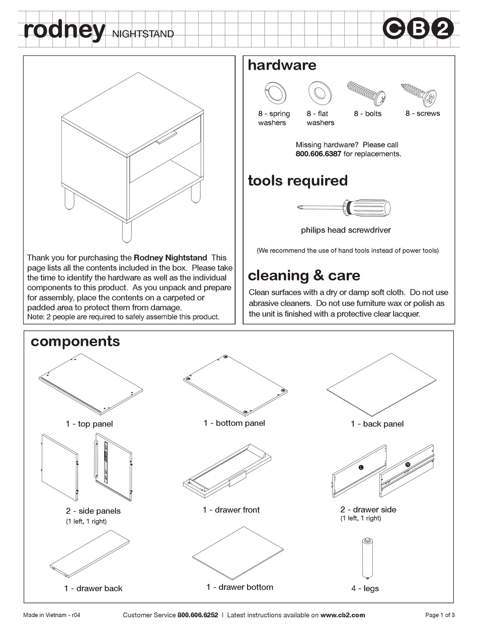 Cb2 Rodney Nightstand Assembly Instructions Pdf Download 