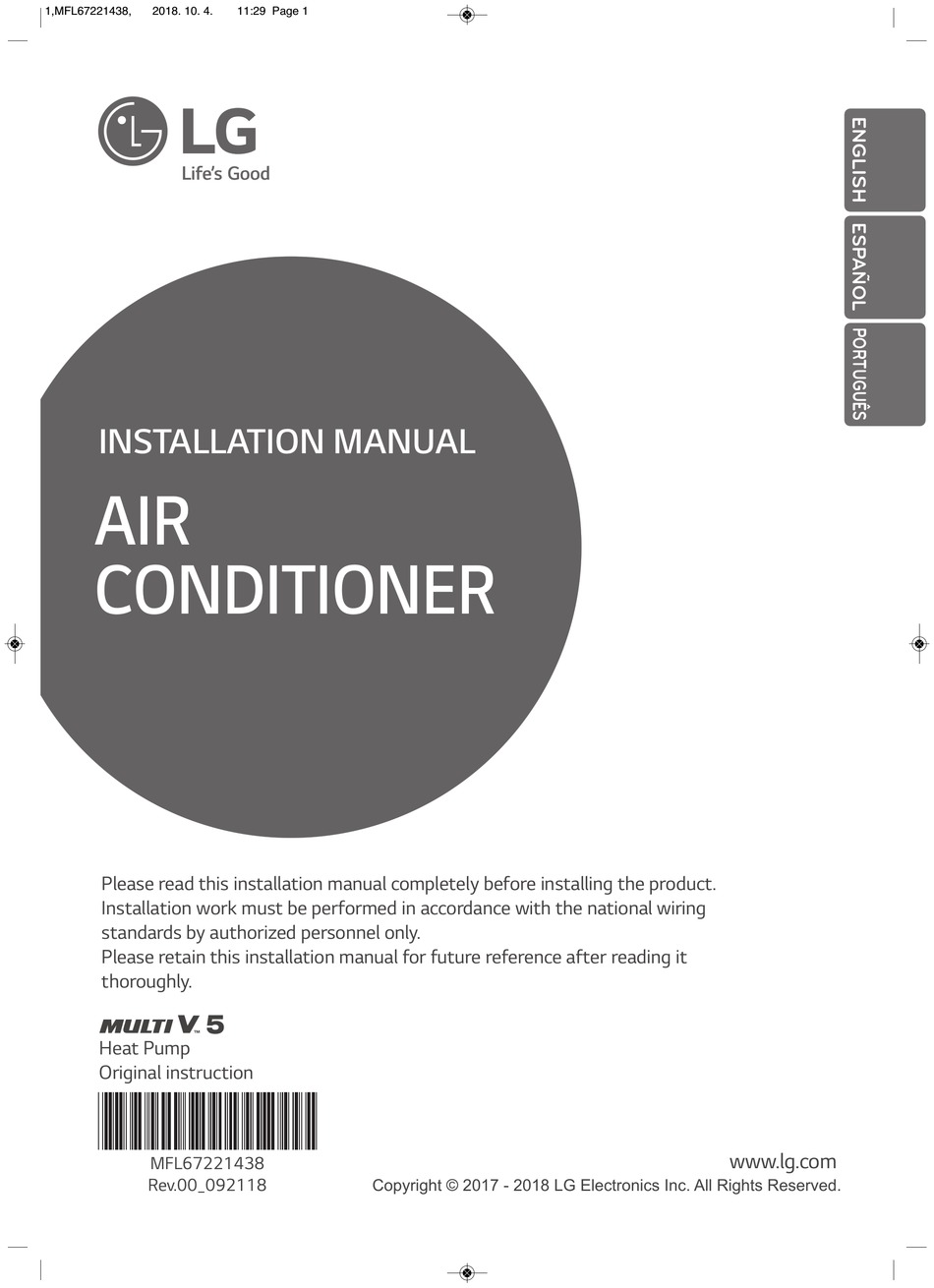 LG MULTI V 5 ARUN120BTE5 INSTALLATION MANUAL Pdf Download | ManualsLib