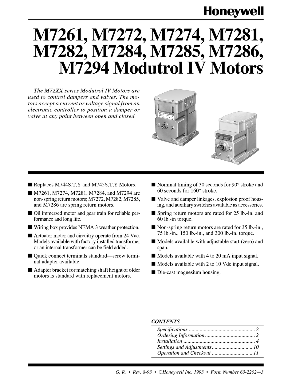 Honeywell Modutrol IV Motor M7294Q1007/U m7284-1