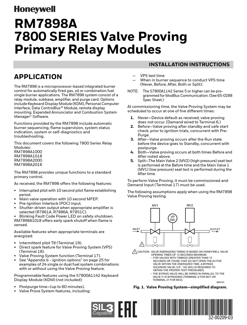 HONEYWELL 7800 SERIES INSTALLATION INSTRUCTIONS MANUAL Pdf Download