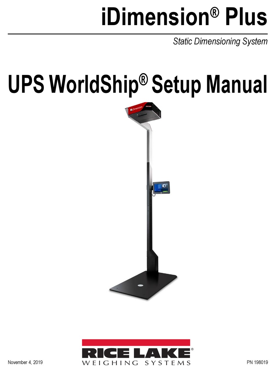 RICE LAKE IDIMENSION PLUS UPS WORLDSHIP SETUP MANUAL Pdf Download