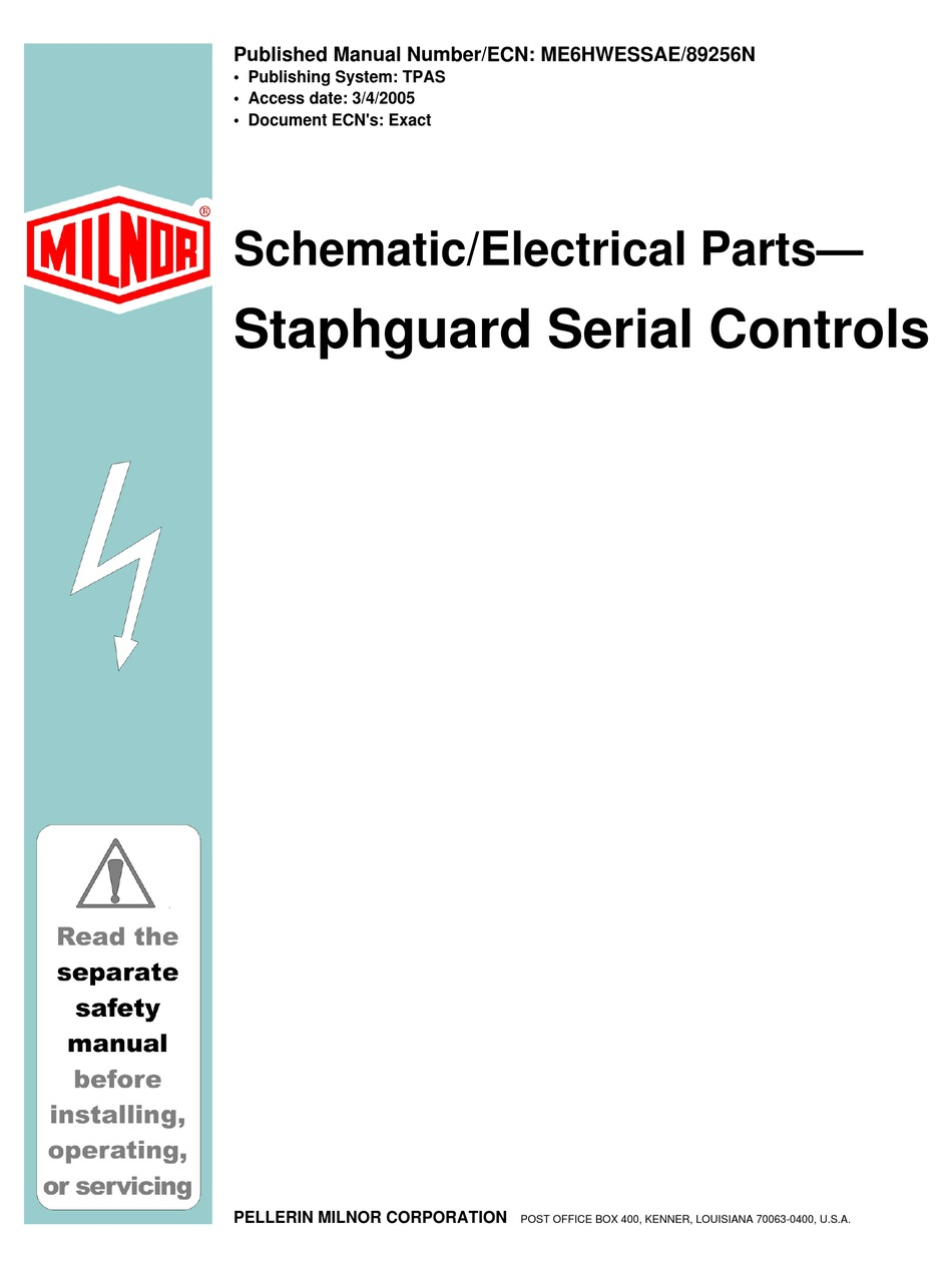 MILNOR STAPHGUARD 42026 QHP SCHEMATIC/ELECTRICAL PARTS Pdf Download