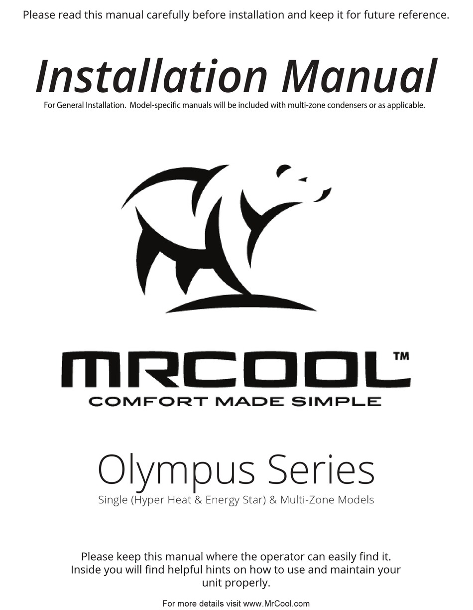 MRCOOL OLYMPUS HYPER HEAT SERIES INSTALLATION MANUAL Pdf Download