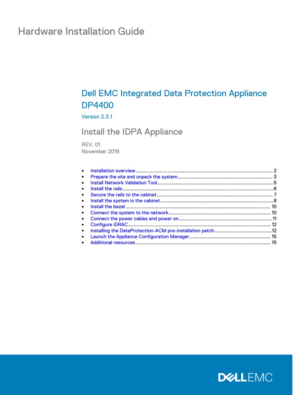 DELL EMC DP4400 HARDWARE INSTALLATION MANUAL Pdf Download ManualsLib