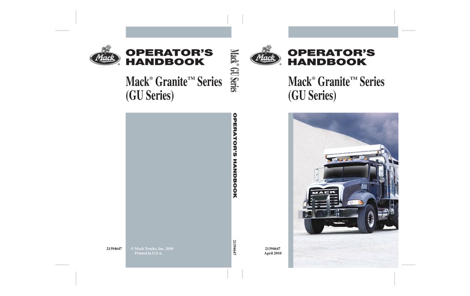 Mack Granite Gu Series Operator S Handbook Manual Pdf Download Manualslib