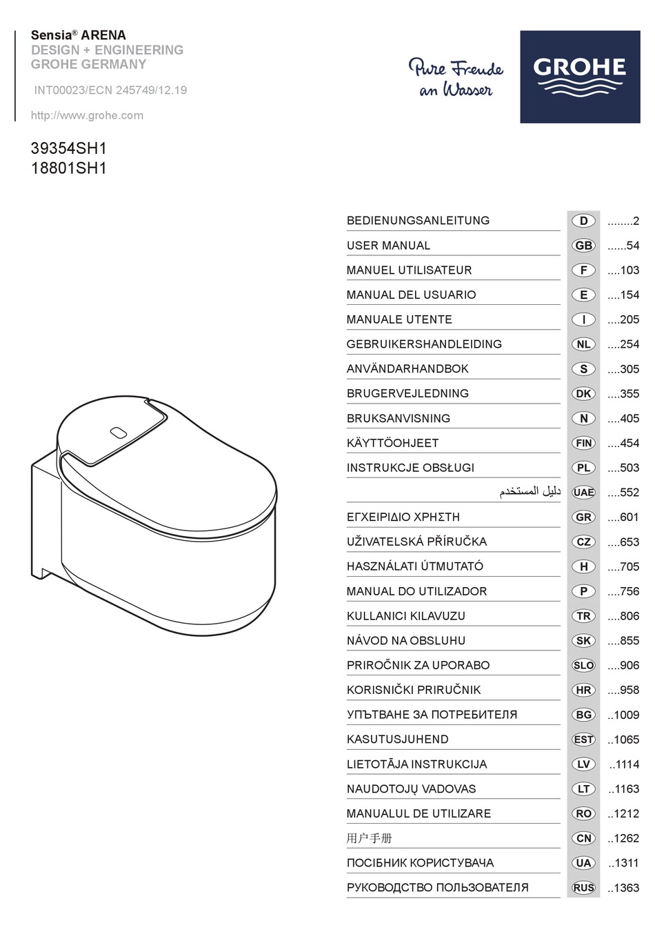 Grohe Sensia Arena sh1 User Manual Pdf Download Manualslib