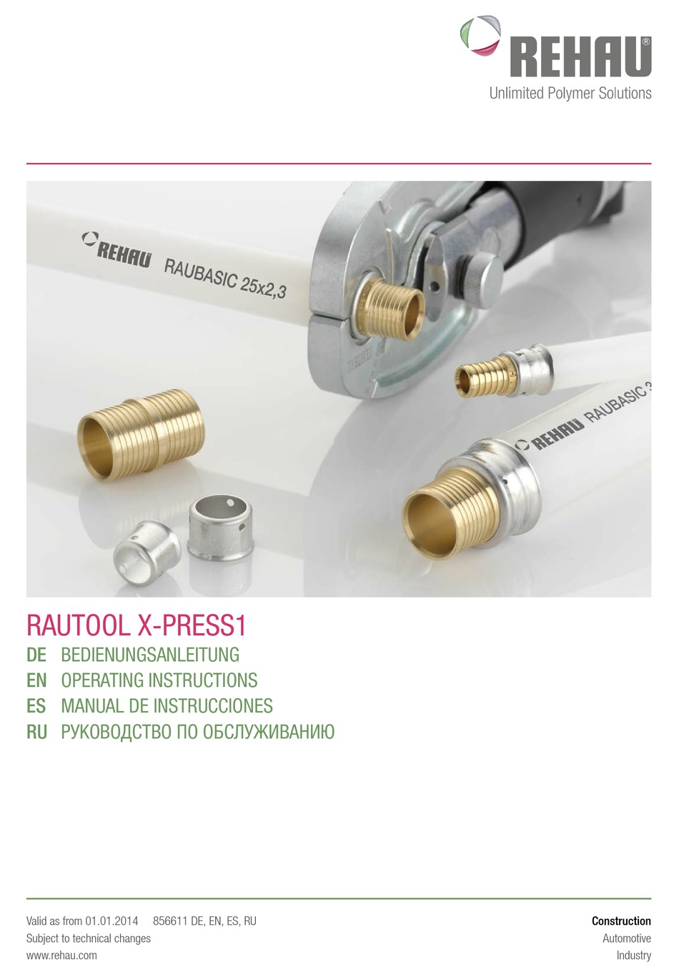 REHAU RAUTOOL X-PRESS1 OPERATING INSTRUCTIONS MANUAL Pdf Download ...