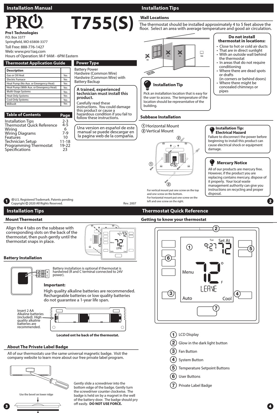 Pro1 Iaq T755 Installation Tips Manual Pdf Download Manualslib