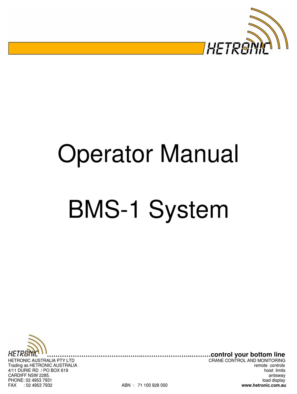hetronic bms control manual