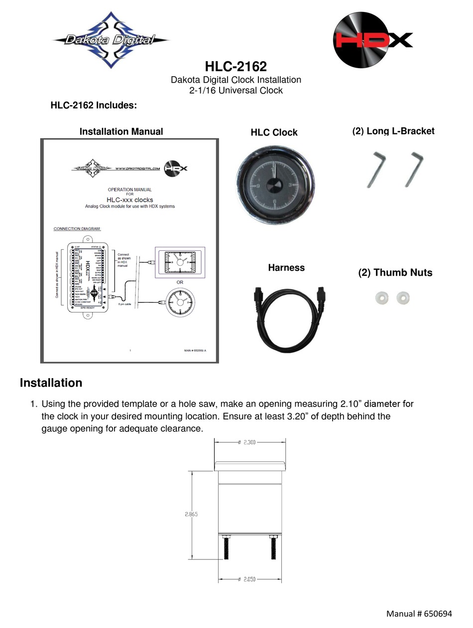 DAKOTA DIGITAL HLC2162 INSTALLATION Pdf Download ManualsLib