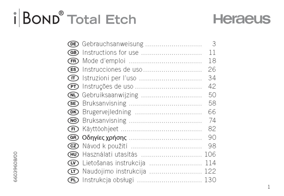 HERAEUS IBOND TOTAL ETCH INSTRUCTIONS FOR USE MANUAL Pdf Download ManualsLib