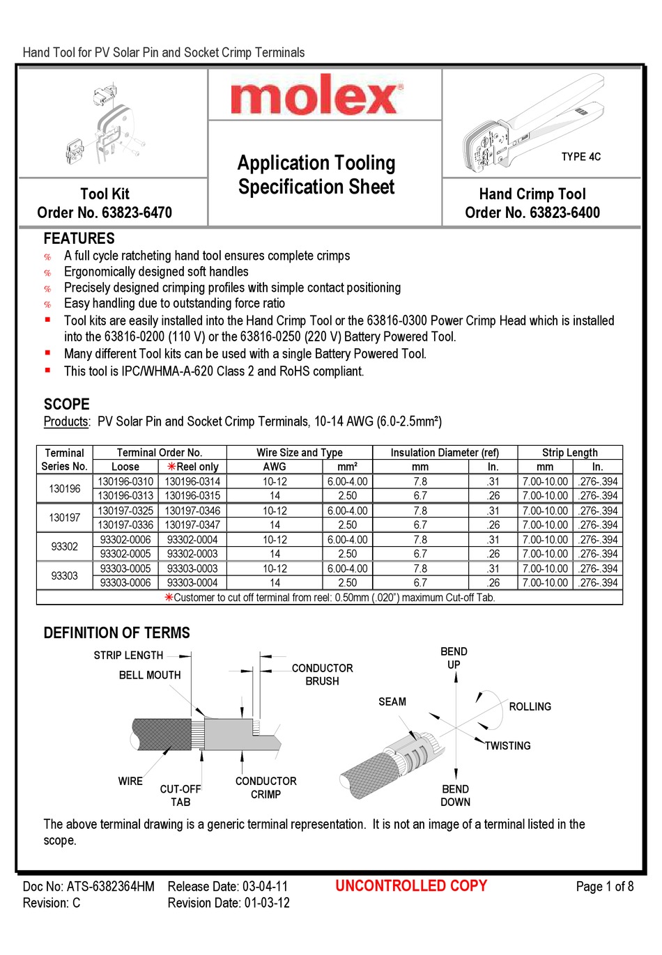 MOLEX 63823-6470 SPECIFICATION SHEET Pdf Download | ManualsLib
