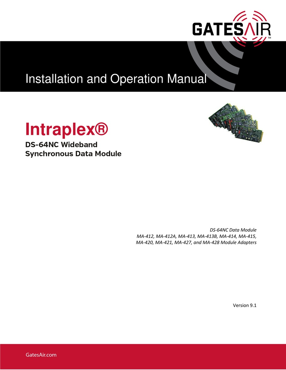 GATESAIR INTRAPLEX DS64NC INSTALLATION AND OPERATION MANUAL Pdf