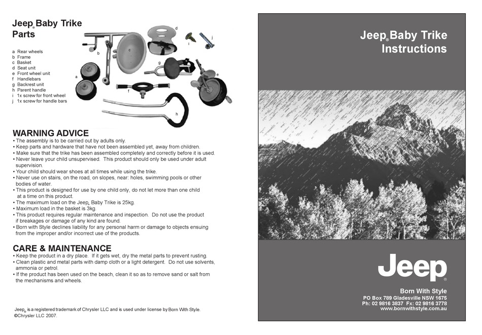 CHRYSLER JEEP BABY TRIKE INSTRUCTIONS Pdf Download ManualsLib