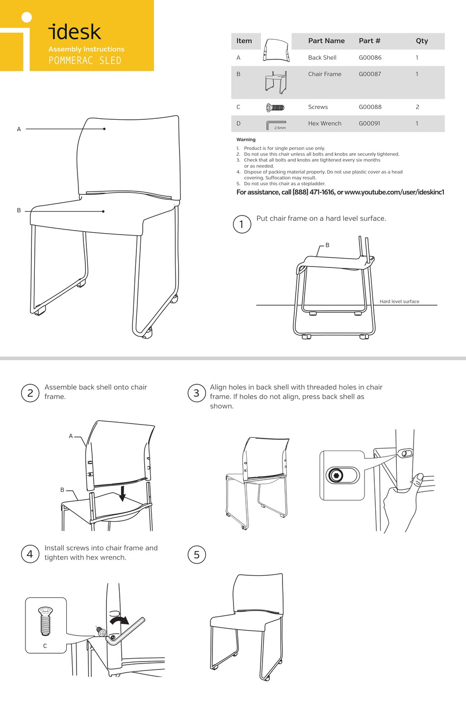 IDESK POMMERAC SLED ASSEMBLY INSTRUCTIONS Pdf Download ManualsLib