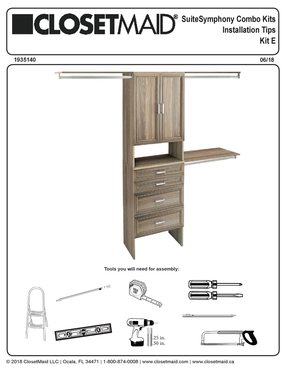 CLOSETMAID SUITESYMPHONY COMBO KIT E INSTALLATION TIPS Pdf Download