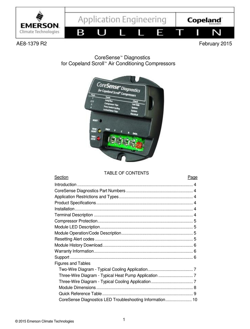 EMERSON CORESENSE DIAGNOSTICS BULLETIN Pdf Download | ManualsLib