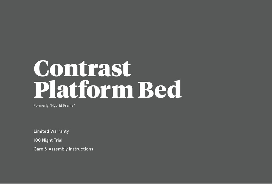 TUFT & NEEDLE CONTRAST PLATFORM BED CARE & ASSEMBLY INSTRUCTIONS Pdf