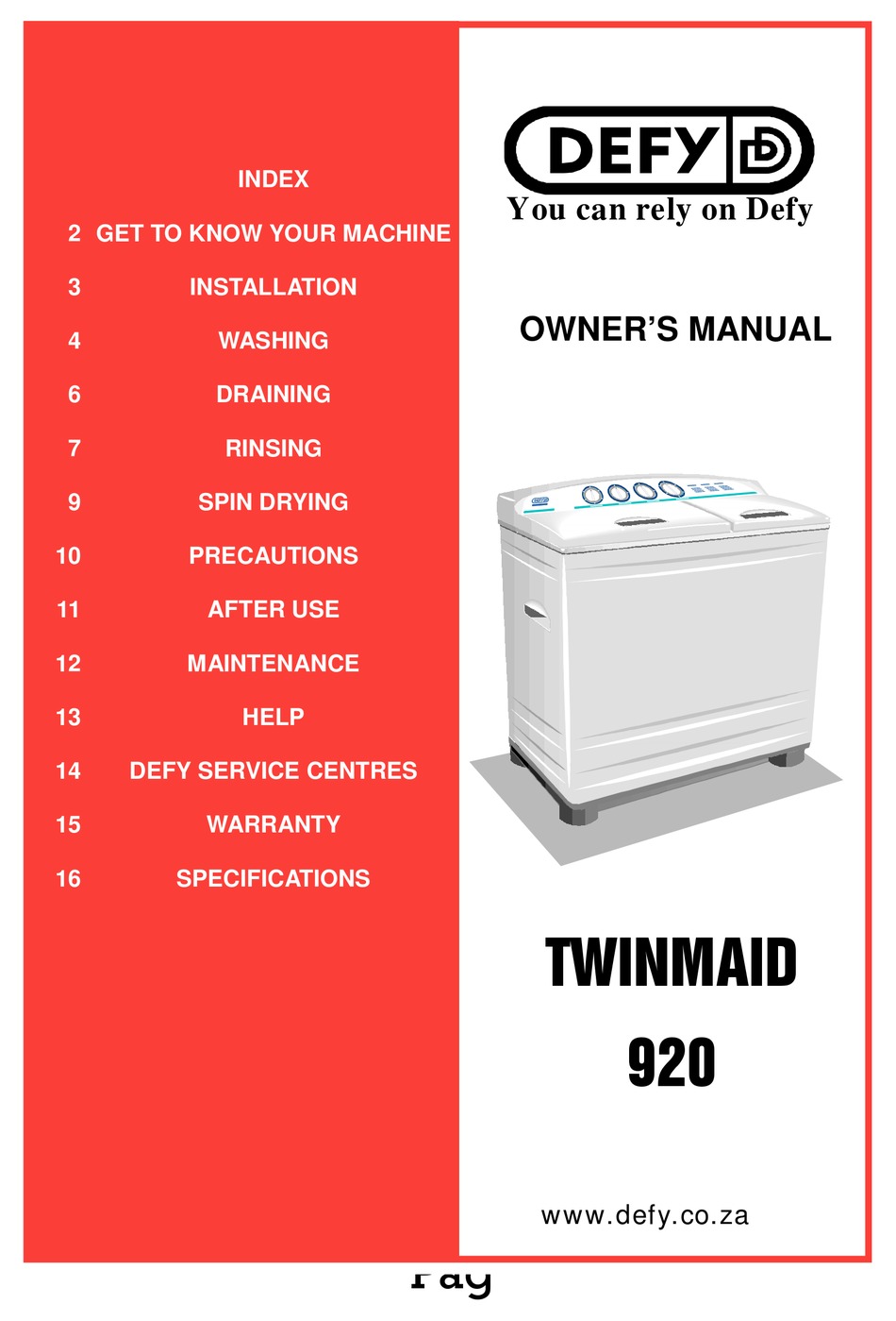 defy twinmaid 800 not draining