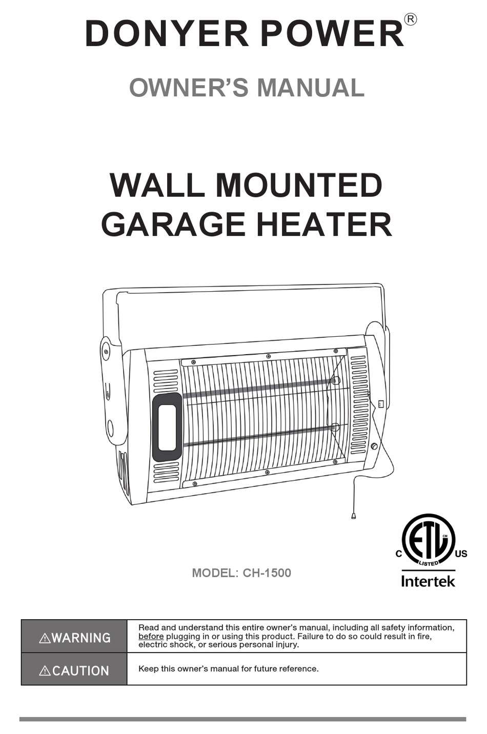 INTERTEK DONYER POWER CH1500 OWNER'S MANUAL Pdf Download ManualsLib