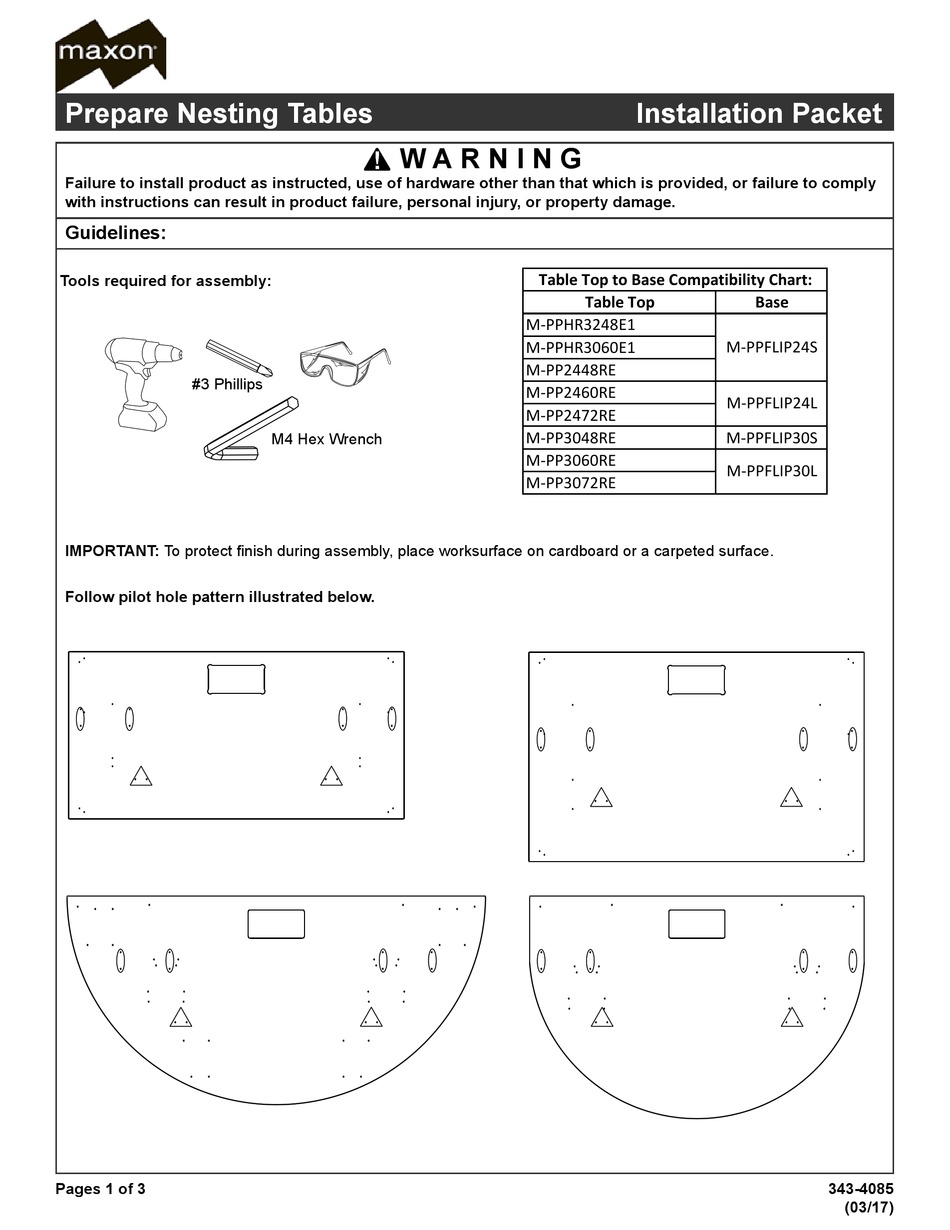 MAXON NESTING TABLE INSTALLATION PACKET Pdf Download ManualsLib